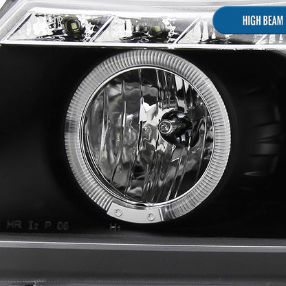 2006-2008 BMW 3-Series E90 325i 328i 330i E91 Wagon LED Turn Signals Halogen Projector Headlights Assembly Pair | Black
