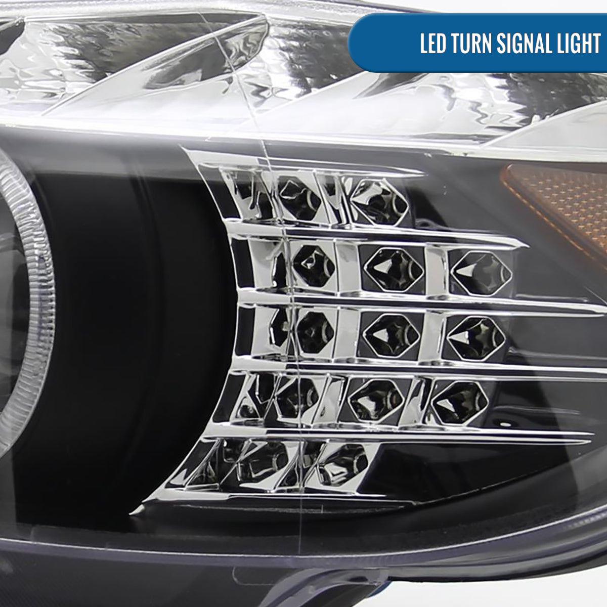 2006-2008 BMW 3-Series E90 325i 328i 330i E91 Wagon LED Turn Signals Halogen Projector Headlights Assembly Pair | Black