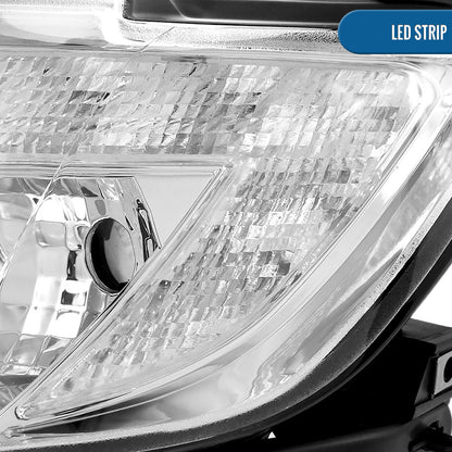 Ronnin - Fits 2007-2010 Ford Edge Upgraded Replacement LED Halo Rim Halogen Projector Headlights Assembly Pair | Chrome