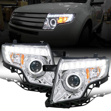 Ronnin - Fits 2007-2010 Ford Edge Upgraded Replacement LED Halo Rim Halogen Projector Headlights Assembly Pair | Chrome