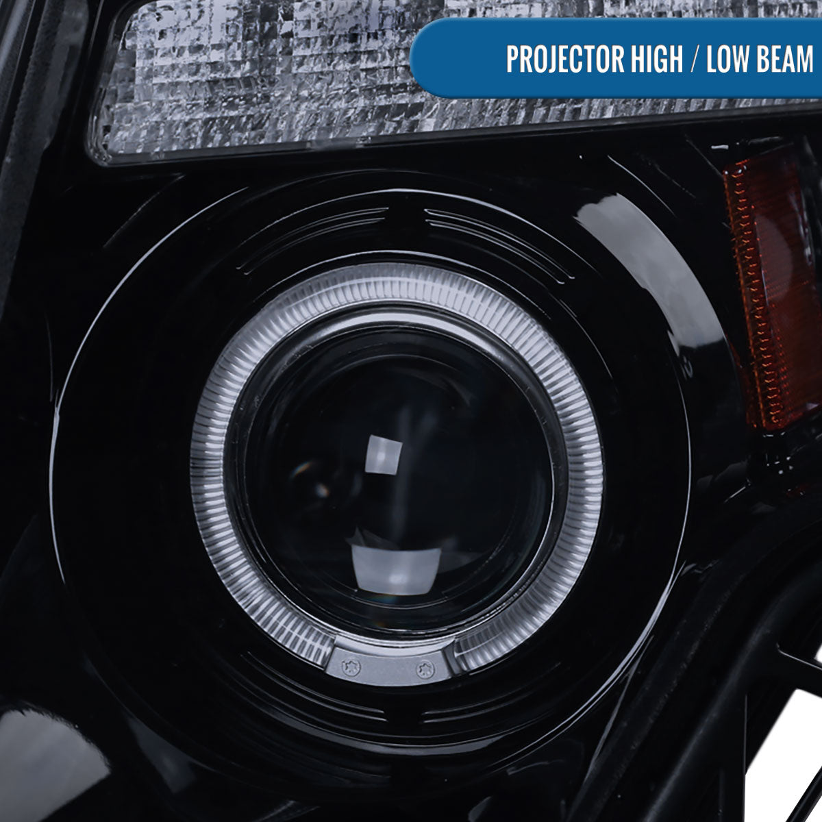 Ronnin - Fits 2007-2010 Ford Edge Upgraded Replacement LED Halo Rim Halogen Projector Headlights Assembly Pair | Black Smoke