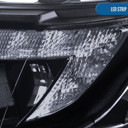 Ronnin - Fits 2007-2010 Ford Edge Upgraded Replacement LED Halo Rim Halogen Projector Headlights Assembly Pair | Black Smoke