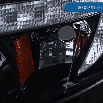 Ronnin - Fits 2007-2010 Ford Edge Upgraded Replacement LED Halo Rim Halogen Projector Headlights Assembly Pair | Black Smoke