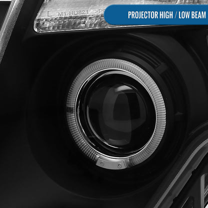 Ronnin - Fits 2007-2010 Ford Edge Upgraded Replacement LED Halo Rim Halogen Projector Headlights Assembly Pair | Black