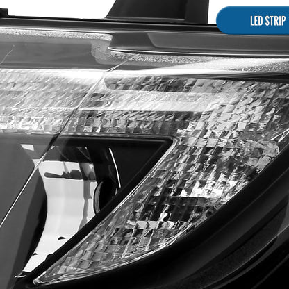 Ronnin - Fits 2007-2010 Ford Edge Upgraded Replacement LED Halo Rim Halogen Projector Headlights Assembly Pair | Black