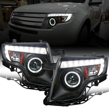 Ronnin - Fits 2007-2010 Ford Edge Upgraded Replacement LED Halo Rim Halogen Projector Headlights Assembly Pair | Black