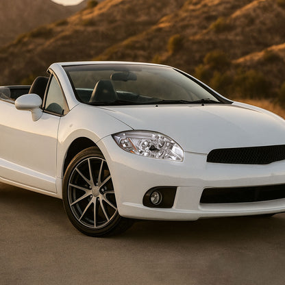 Ronnin - Compatible con Mitsubishi Eclipse 2006-2012, par de faros delanteros con proyector de doble aro LED mejorados | Cromados