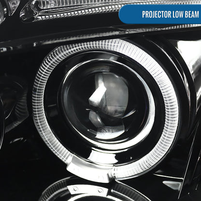 Ronnin - Se adapta a Mitsubishi Eclipse 2006-2012, par de conjuntos de faros delanteros tipo proyector con LED de doble halo mejorados | Negro brillante