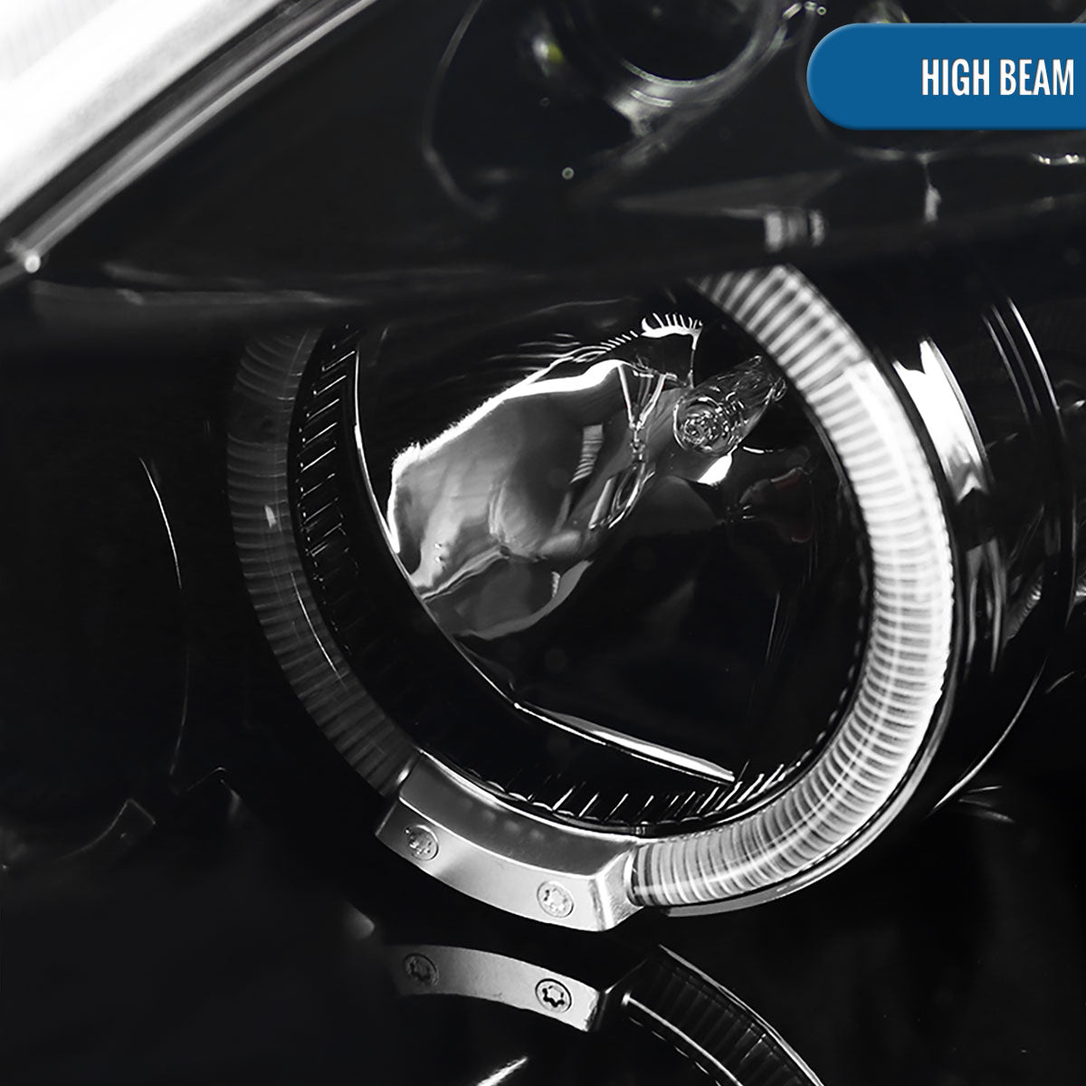 Ronnin - Se adapta a Mitsubishi Eclipse 2006-2012, par de conjuntos de faros delanteros tipo proyector con LED de doble halo mejorados | Negro brillante
