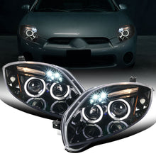 Ronnin - Se adapta a Mitsubishi Eclipse 2006-2012, par de conjuntos de faros delanteros tipo proyector con LED de doble halo mejorados | Negro brillante