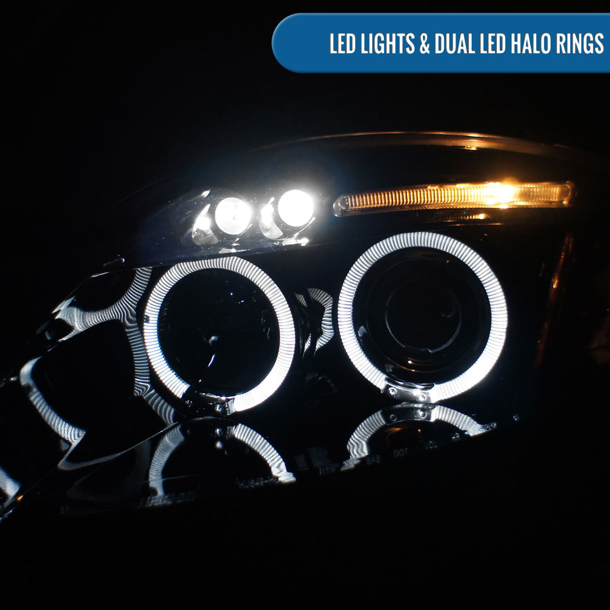 Ronnin - Compatible con Mitsubishi Eclipse 2006-2012, par de faros delanteros con proyector LED de doble aro mejorados | Negro humo