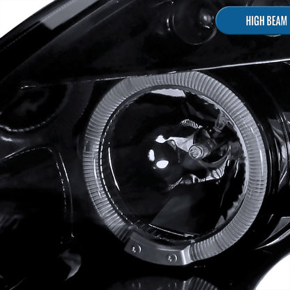 Ronnin - Compatible con Mitsubishi Eclipse 2006-2012, par de faros delanteros con proyector LED de doble aro mejorados | Negro humo