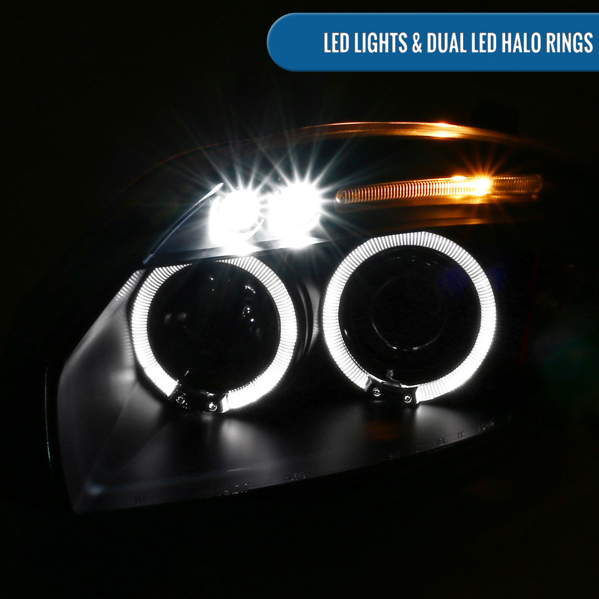 Ronnin - Compatible con Mitsubishi Eclipse 2006-2012, par de faros delanteros con proyector LED de doble aro mejorados | Negro
