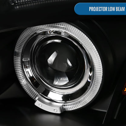 Ronnin - Compatible con Mitsubishi Eclipse 2006-2012, par de faros delanteros con proyector LED de doble aro mejorados | Negro