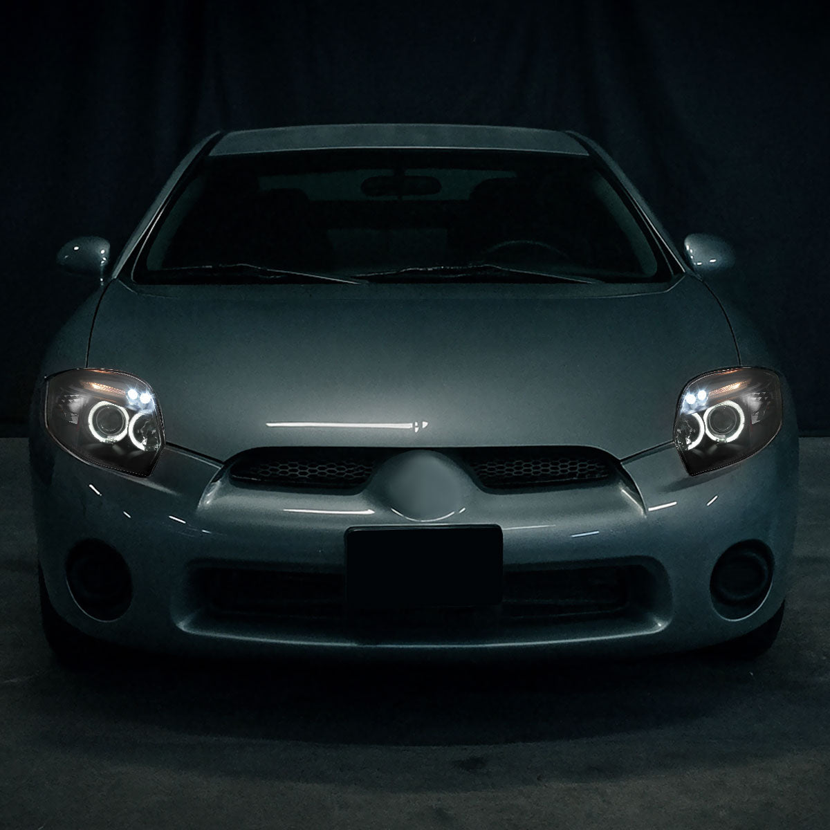 Ronnin - Compatible con Mitsubishi Eclipse 2006-2012, par de faros delanteros con proyector LED de doble aro mejorados | Negro