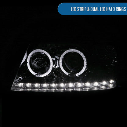Ronnin - Faros delanteros con proyector LED de doble aro de repuesto para Ford Explorer 2002-2005 | Cromo