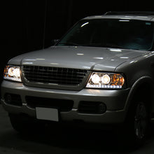Ronnin - Faros delanteros con proyector LED de doble aro de repuesto para Ford Explorer 2002-2005 | Cromo
