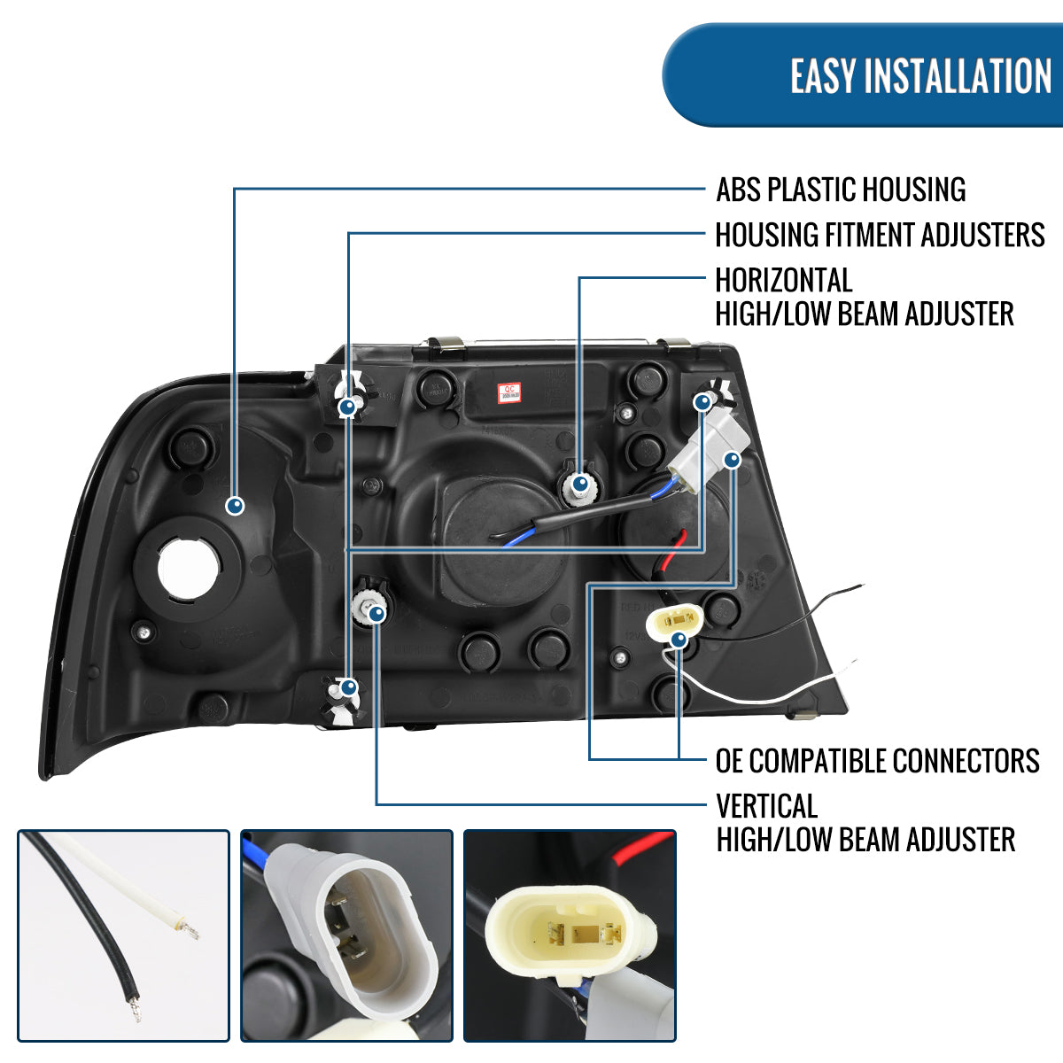Ronnin - Faros delanteros con proyector LED de doble aro de repuesto para Ford Explorer 2002-2005 | Cromo