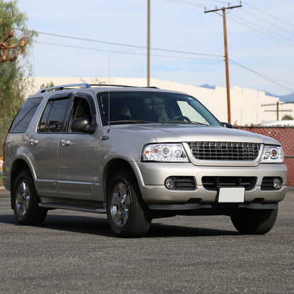 Ronnin - Faros delanteros con proyector LED de doble aro de repuesto para Ford Explorer 2002-2005 | Cromo