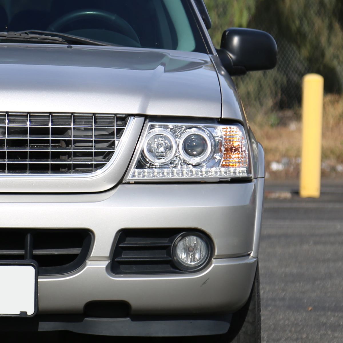 Ronnin - Faros delanteros con proyector LED de doble aro de repuesto para Ford Explorer 2002-2005 | Cromo