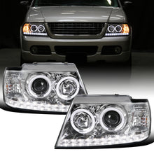 Ronnin - Faros delanteros con proyector LED de doble aro de repuesto para Ford Explorer 2002-2005 | Cromo