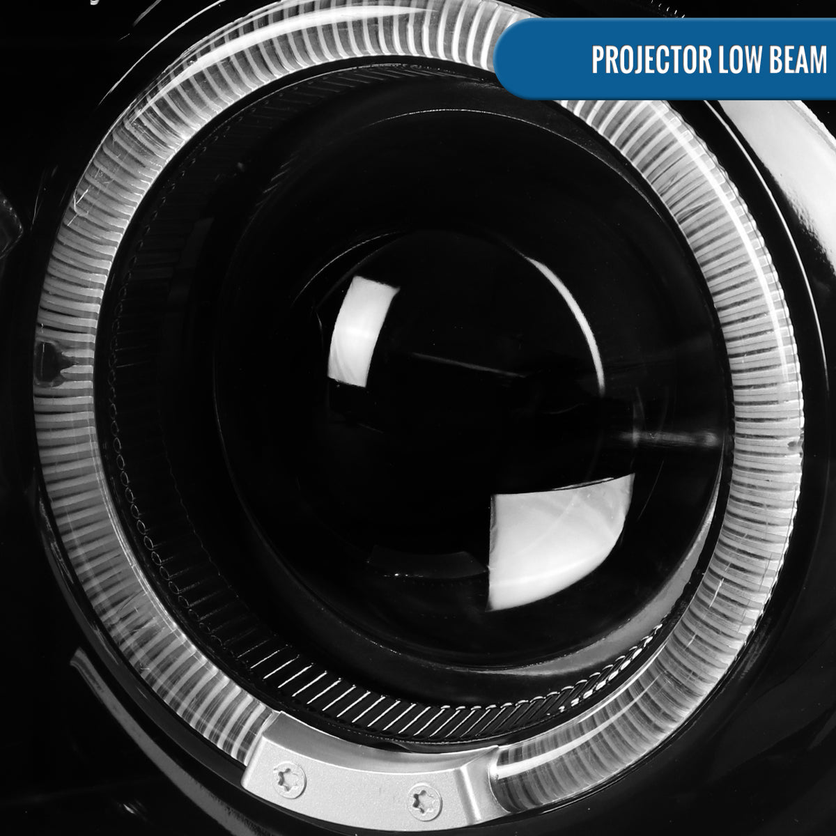 Ronnin - Faros delanteros con proyector LED de doble aro de repuesto y mejora para Ford Explorer 2002-2005 | Par de montaje negro brillante