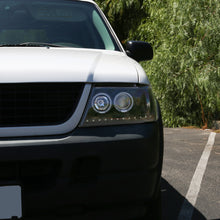 Ronnin - Faros delanteros con proyector LED de doble aro de repuesto y mejora para Ford Explorer 2002-2005 | Par de montaje negro brillante