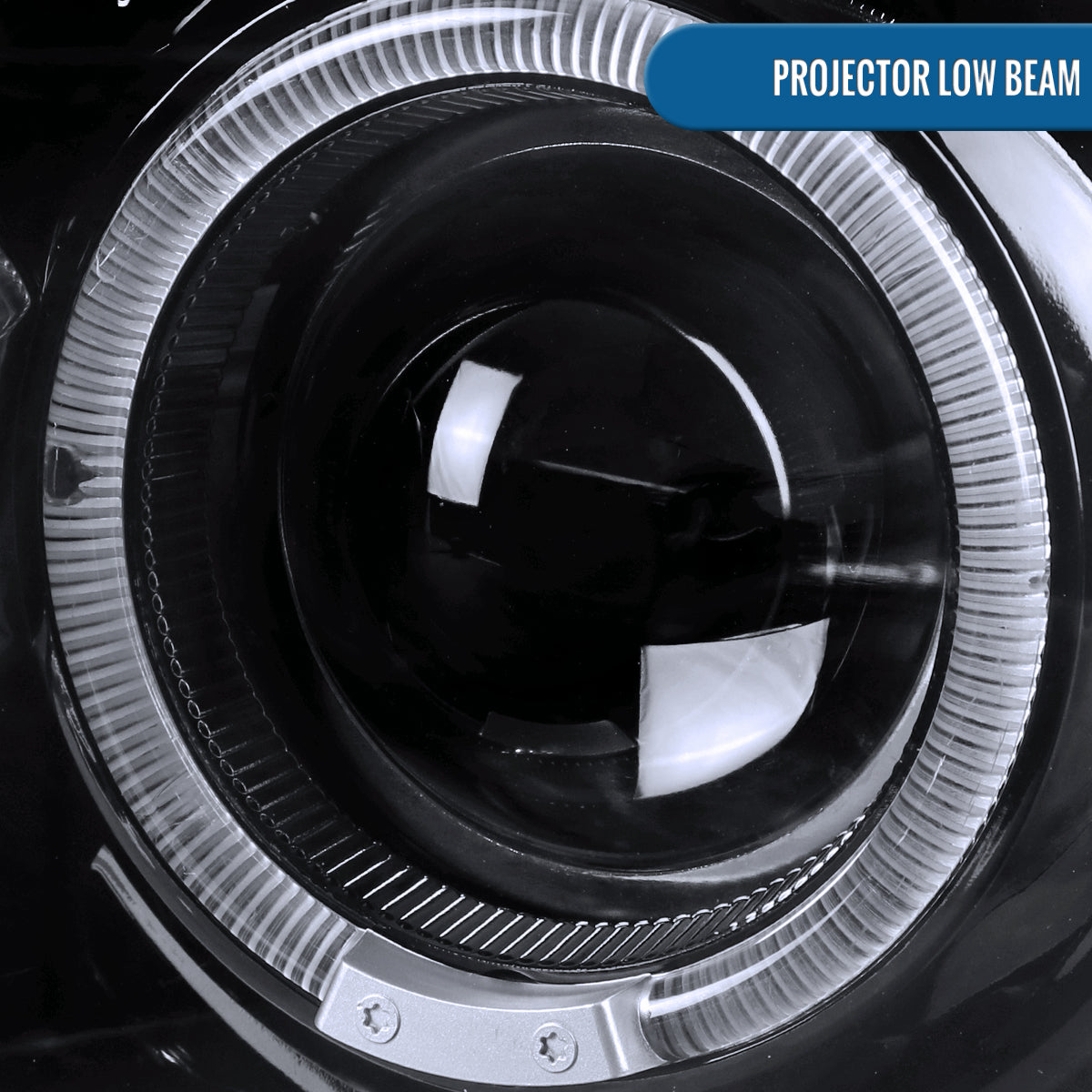 Ronnin - Faros delanteros con proyector de doble aro LED de repuesto mejorados para Ford Explorer 2002-2005, par | Humo negro