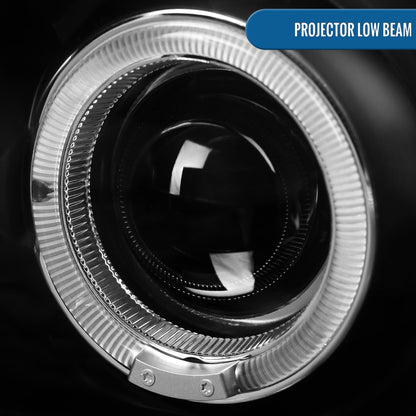 Ronnin - Se adapta a 2002-2005 Ford Explorer, par de faros delanteros con proyector de doble aro LED, de repuesto, color negro
