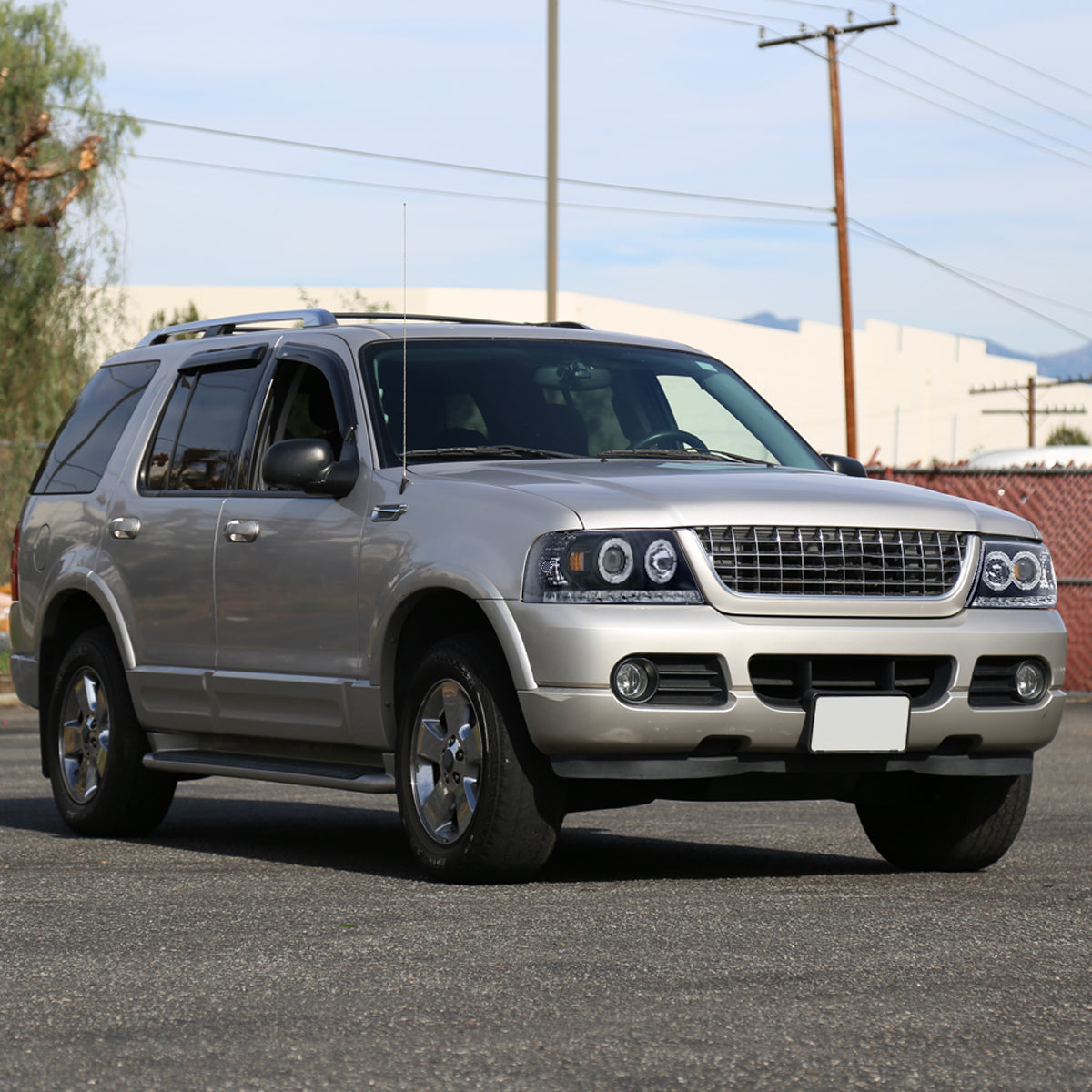 Ronnin - Se adapta a 2002-2005 Ford Explorer, par de faros delanteros con proyector de doble aro LED, de repuesto, color negro
