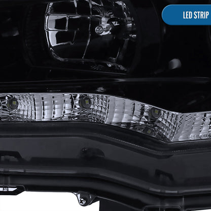 Ronnin - Fits 2008-2017 Mitsubishi Lancer Evo X Upgraded Replacement LED Driving Light Halogen Projector Headlights Assembly Pair | Black Smoke