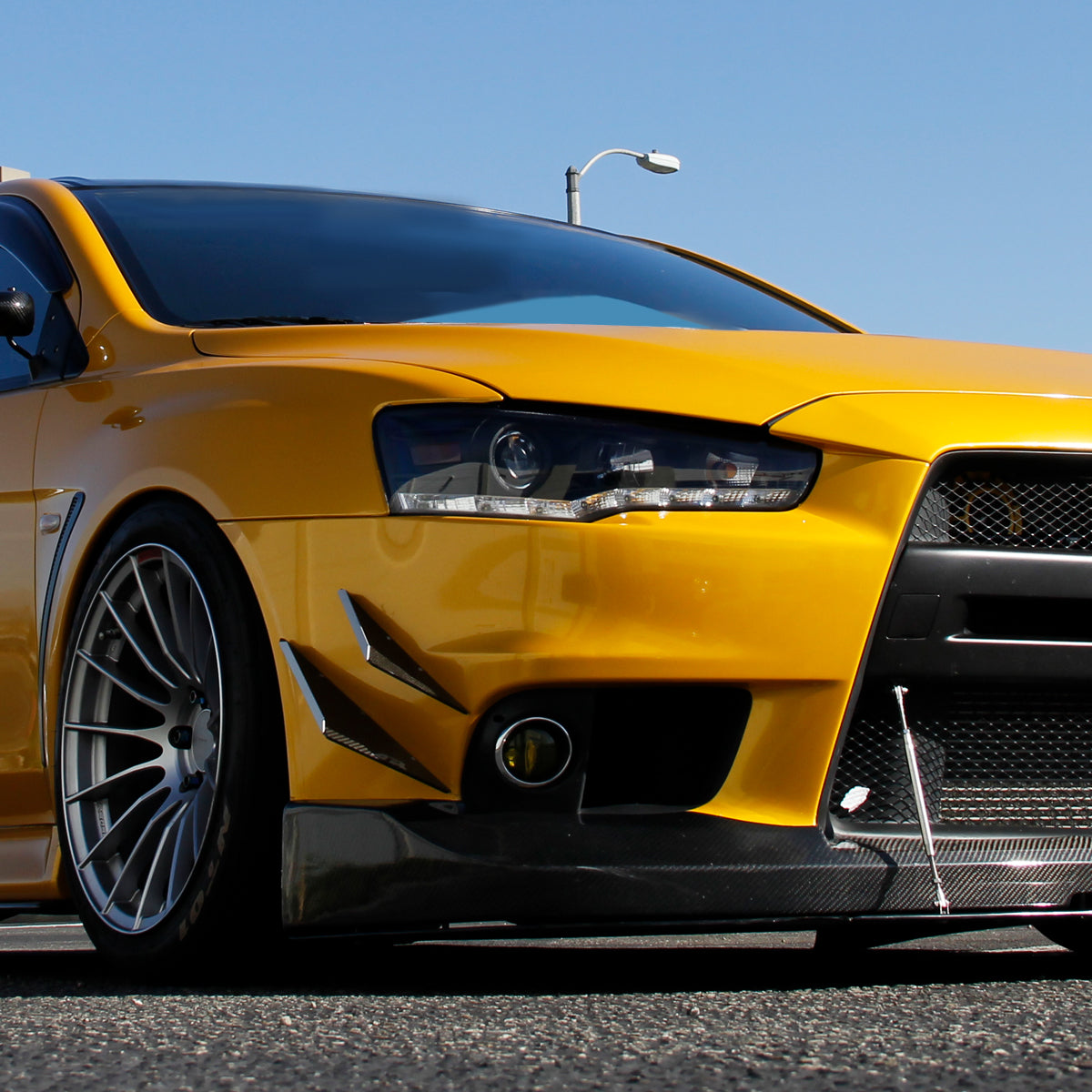 Ronnin - Fits 2008-2017 Mitsubishi Lancer Evo X Upgraded Replacement LED Driving Light Halogen Projector Headlights Assembly Pair | Black