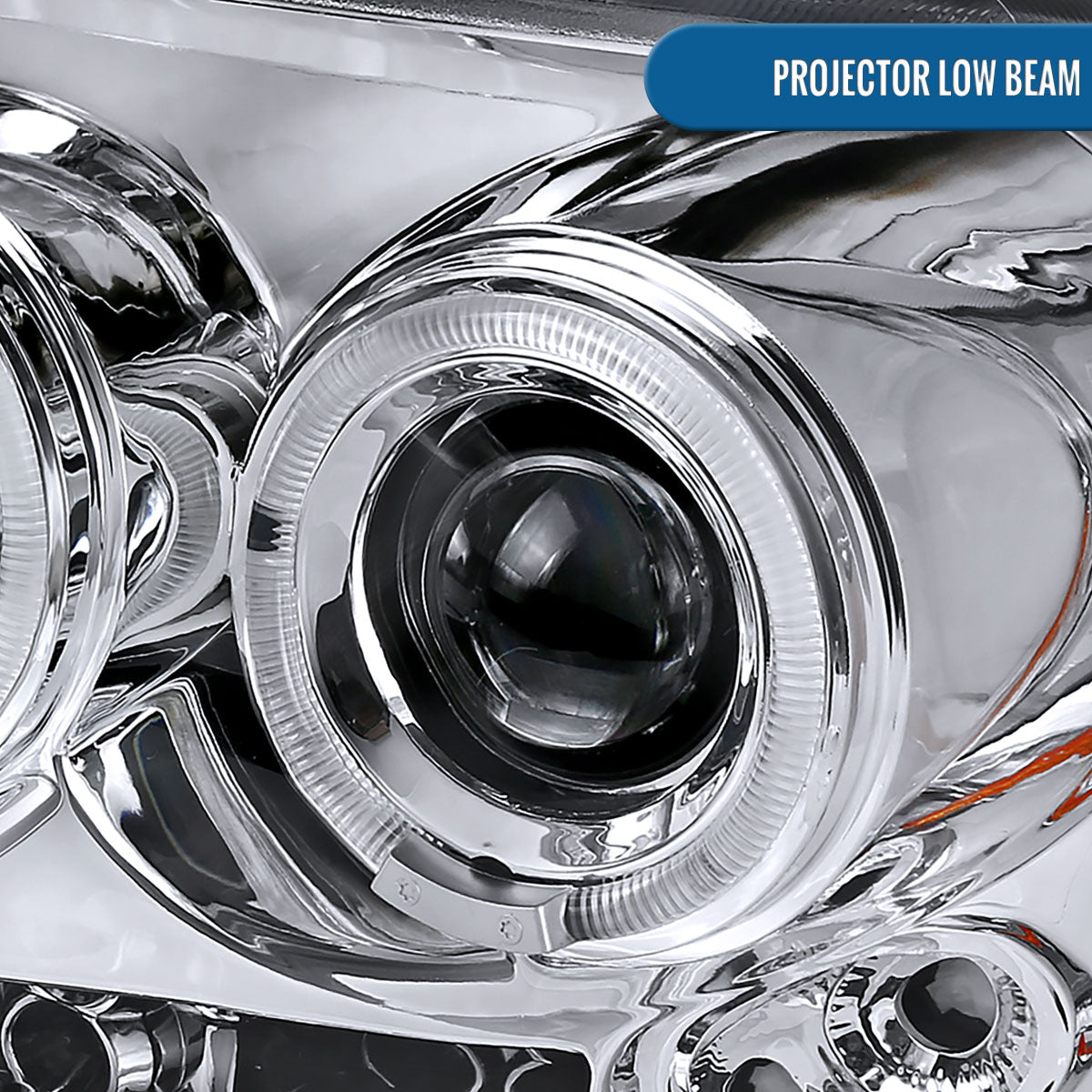 Ronnin - Se adapta a Ford F150 Lincoln Mark LT 2004-2008 Par de faros delanteros con proyector LED de doble aro | Cromado