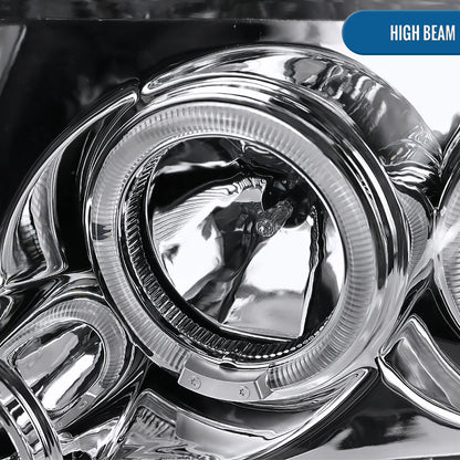 Ronnin - Se adapta a Ford F150 Lincoln Mark LT 2004-2008 Par de faros delanteros con proyector LED de doble aro | Cromado