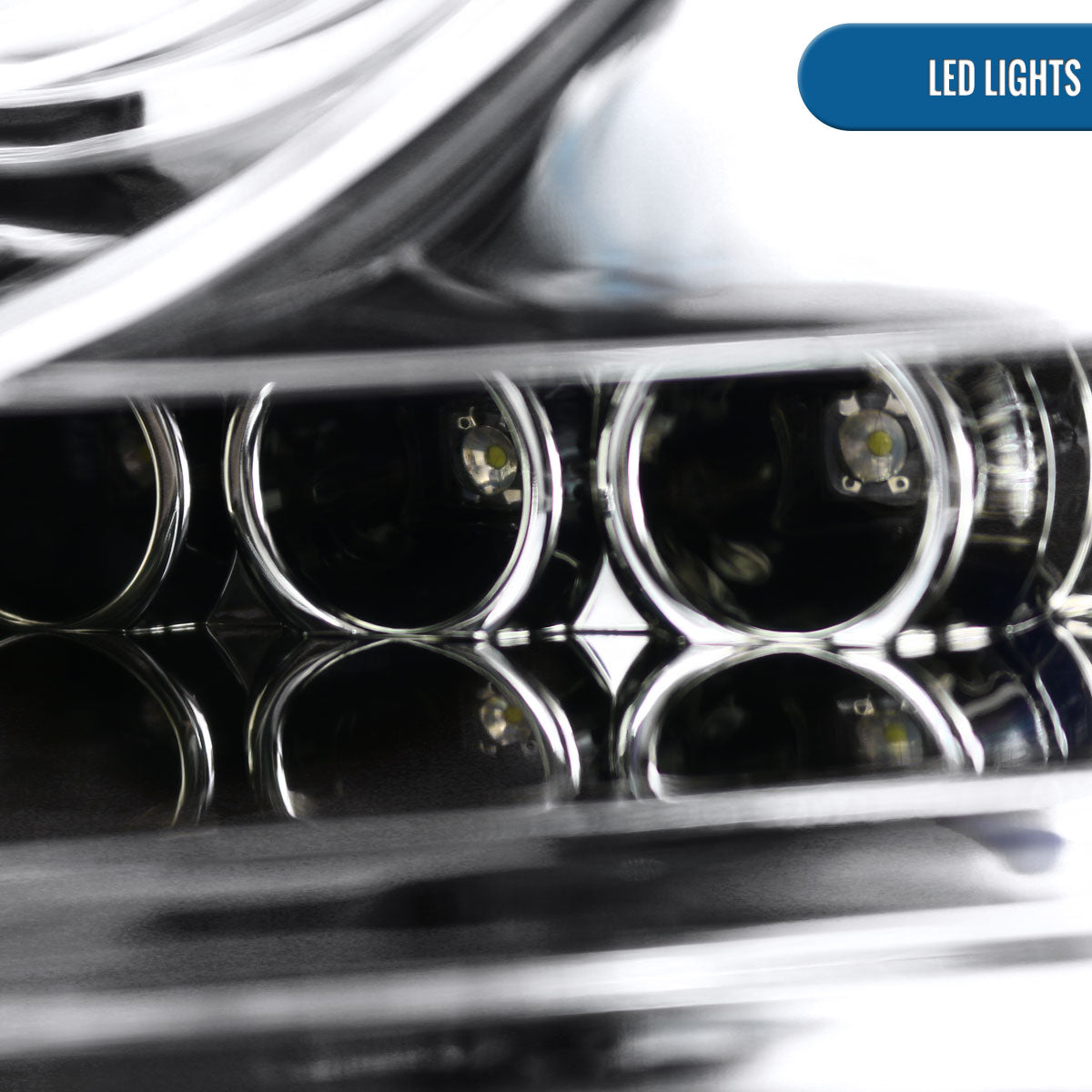 Ronnin - Se adapta a Ford F150 Lincoln Mark LT 2004-2008 Par de faros delanteros con proyector LED de doble aro | Cromado