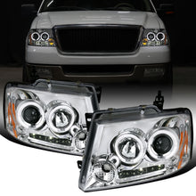 Ronnin - Se adapta a Ford F150 Lincoln Mark LT 2004-2008 Par de faros delanteros con proyector LED de doble aro | Cromado