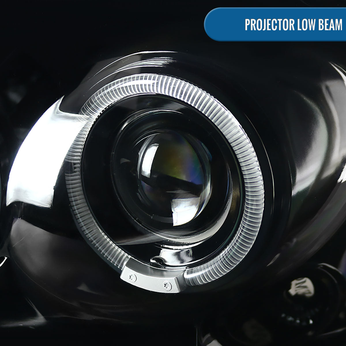 2004-2008 Ford F150 Lincoln Mark LT LED Dual Rims Projector Headlights Assembly Pair | Gloss Black