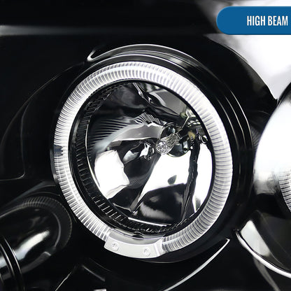2004-2008 Ford F150 Lincoln Mark LT LED Dual Rims Projector Headlights Assembly Pair | Gloss Black