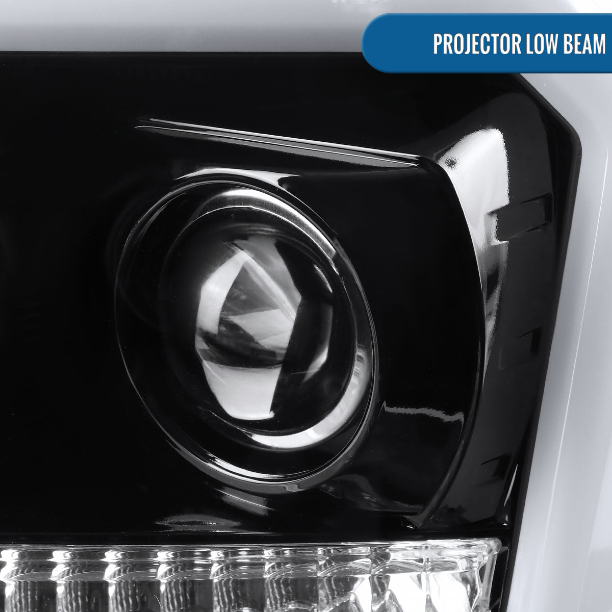 Ronnin - Fits 2004-2008 Ford F150 Lincoln Mark LT Upgraded Replacement LED Tube Driving Lights Projector Headlights Assembly Pair | Gloss Black