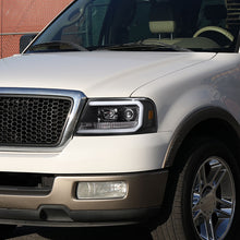 Ronnin - Fits 2004-2008 Ford F150 Lincoln Mark LT Upgraded Replacement LED Tube Driving Lights Projector Headlights Assembly Pair | Gloss Black