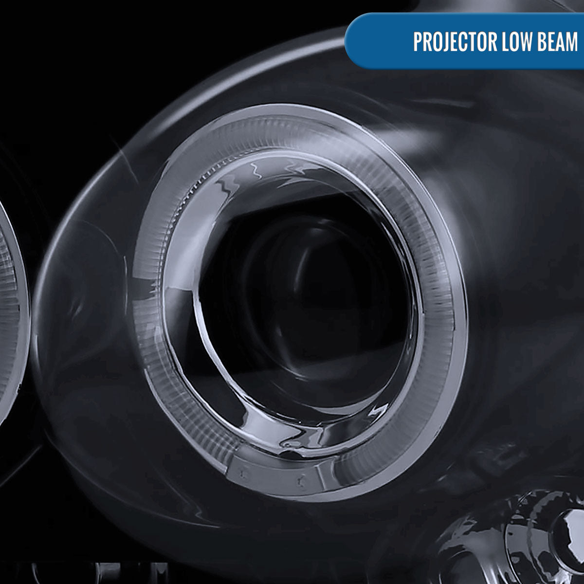 Ronnin - Fits 2004-2008 Ford F150 Lincoln Mark LT LED Dual Rims Projector Headlights Assembly Pair | Black Smoke