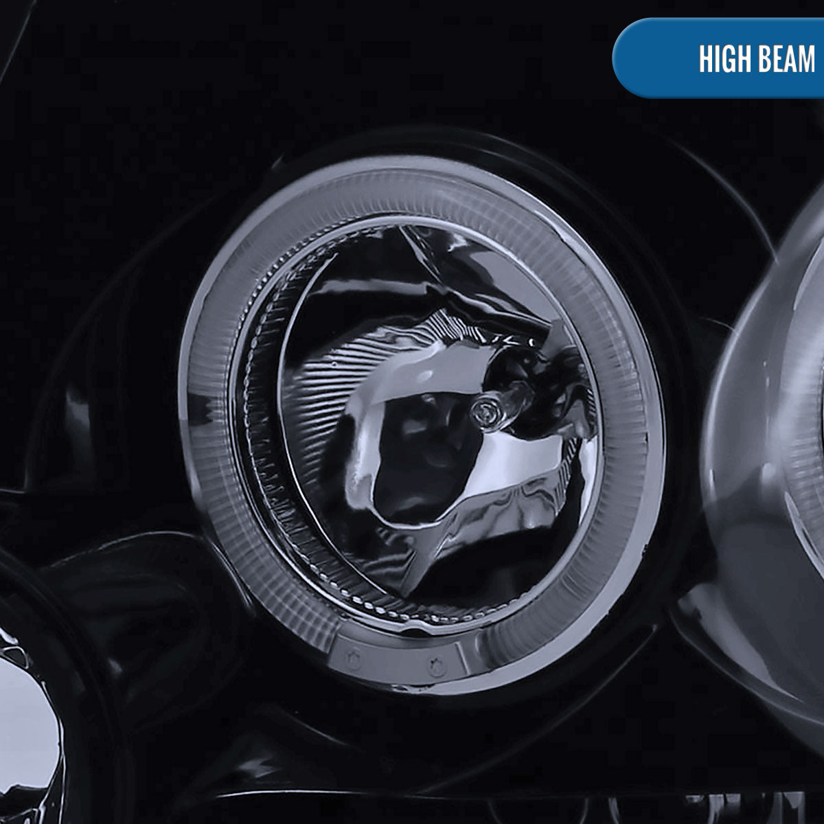 Ronnin - Fits 2004-2008 Ford F150 Lincoln Mark LT LED Dual Rims Projector Headlights Assembly Pair | Black Smoke