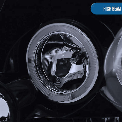 Ronnin - Fits 2004-2008 Ford F150 Lincoln Mark LT LED Dual Rims Projector Headlights Assembly Pair | Black Smoke