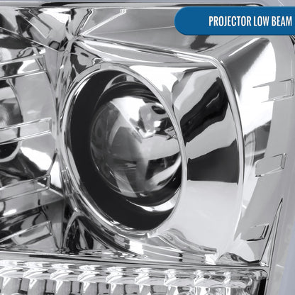 Ronnin - Fits 2004-2008 Ford F150 Lincoln Mark LT Upgraded Replacement LED Tube Driving Lights Projector Headlights Assembly Pair | Chrome