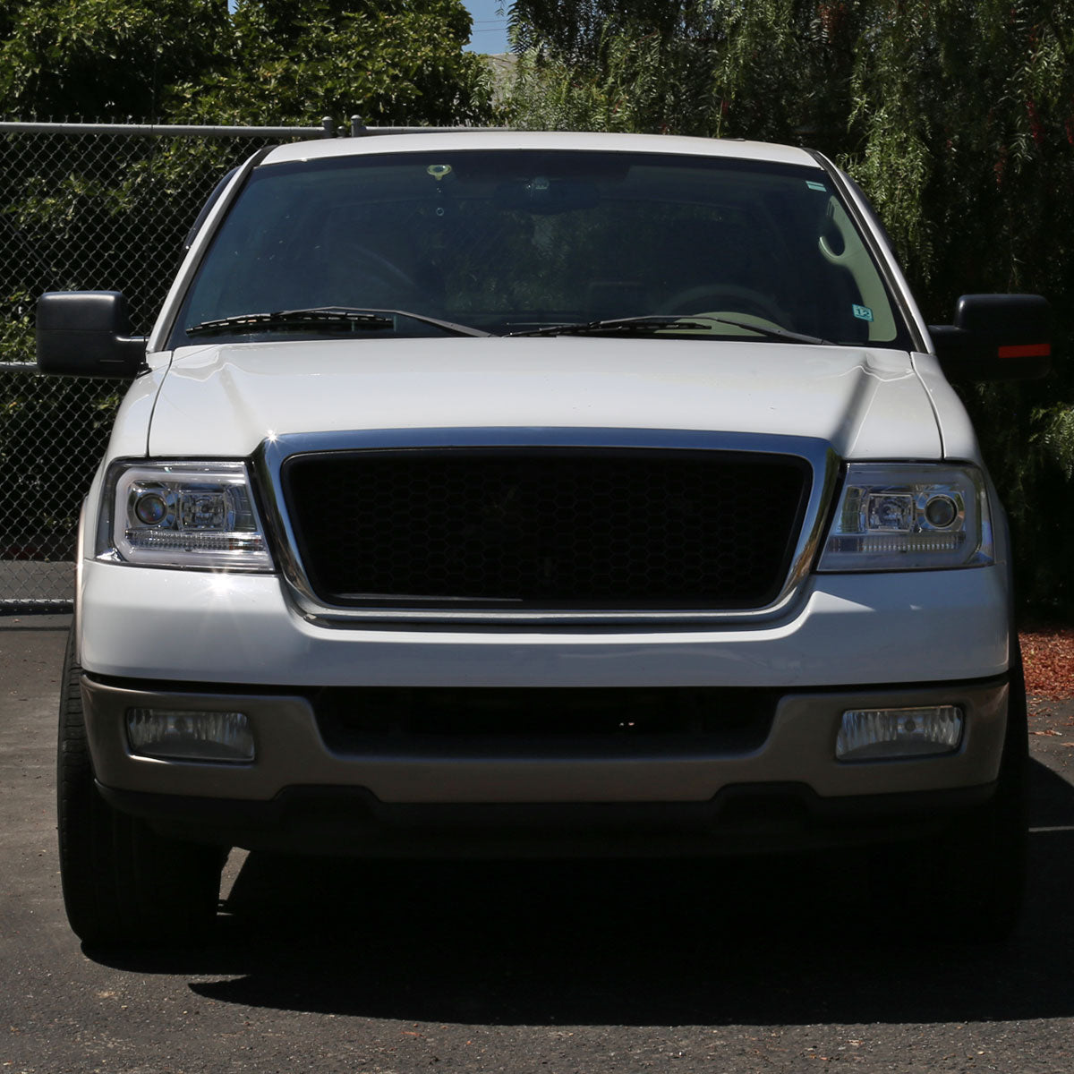 Ronnin - Fits 2004-2008 Ford F150 Lincoln Mark LT Upgraded Replacement LED Tube Driving Lights Projector Headlights Assembly Pair | Chrome