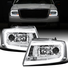 Ronnin - Fits 2004-2008 Ford F150 Lincoln Mark LT Upgraded Replacement LED Tube Driving Lights Projector Headlights Assembly Pair | Chrome