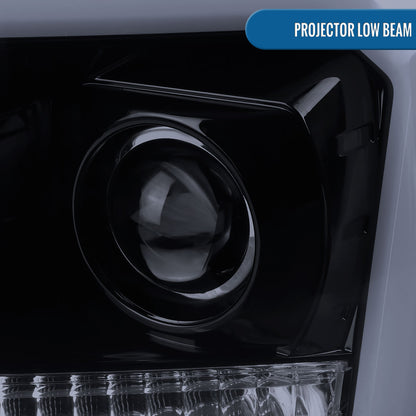 Ronnin - Fits 2004-2008 Ford F150 Lincoln Mark LT Upgraded Replacement LED Tube Driving Lights Projector Headlights Assembly Pair | Black Smoke