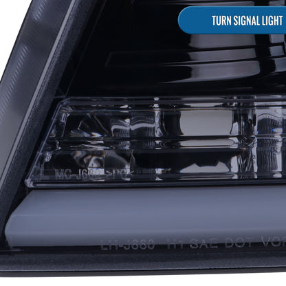 Ronnin - Fits 2004-2008 Ford F150 Lincoln Mark LT Upgraded Replacement LED Tube Driving Lights Projector Headlights Assembly Pair | Black Smoke