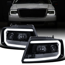 Ronnin - Fits 2004-2008 Ford F150 Lincoln Mark LT Upgraded Replacement LED Tube Driving Lights Projector Headlights Assembly Pair | Black Smoke