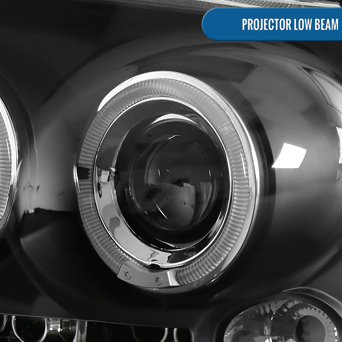 Ronnin - Fits 2004-2008 Ford F150 Lincoln Mark LT LED Dual Rims Projector Headlights Assembly Pair | Black